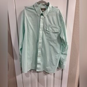 Duluth Trading Co Mint Checkered Button Down Shirt